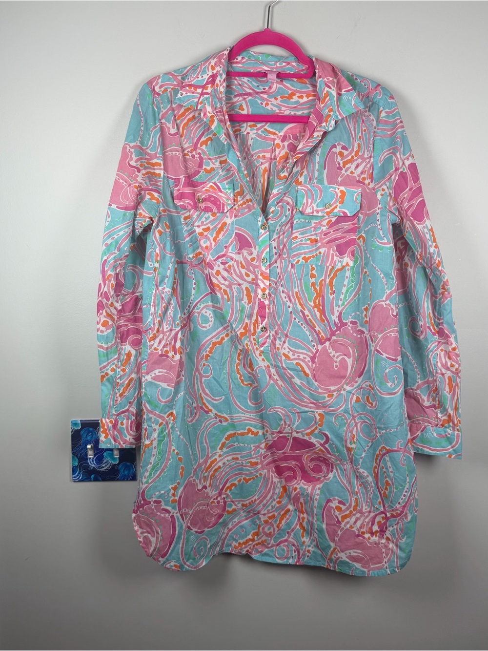 Lilly Pulitzer Captiva Tunic Top Jellies be Jammin Coverup Jellyfish Large
